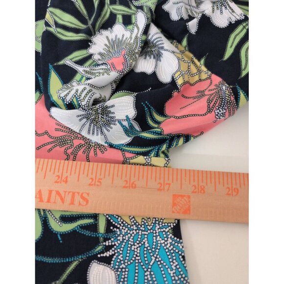 Ruby Rd Floral Shirt Womens Size 3X Blue Stretch Tropical Casual Tiered Sleeves - Picture 9 of 10